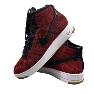 Nike Air Force 1 Ultra Flyknit Mid Men's Sneakers Red Black Size 11.5